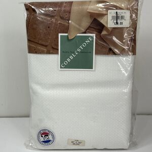 Cobblestone Tablecloth Richly Textured White 60 x 102 Oblong Weave Made In USA